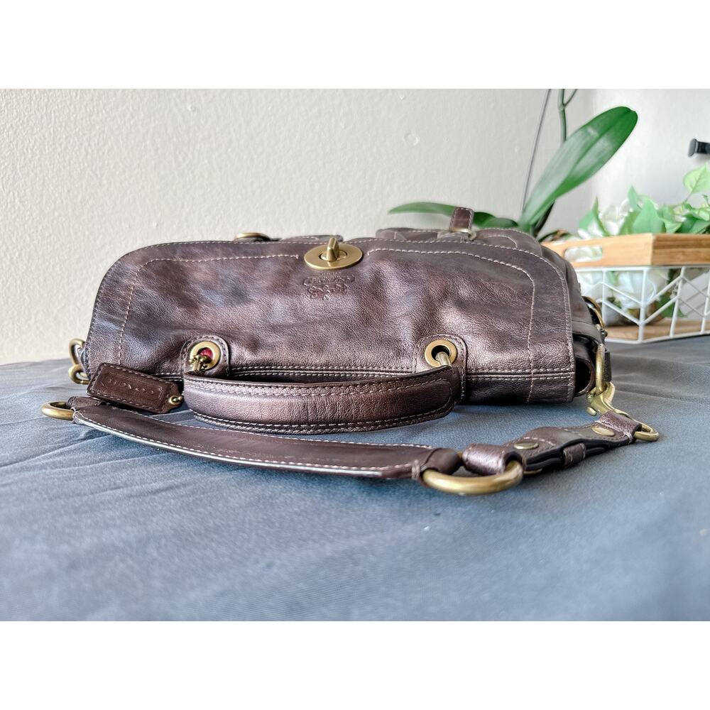 Coach Vintage Legacy Metallic Bronze Leather Pocket Tote Bag 12655 - Picture 9 of 15